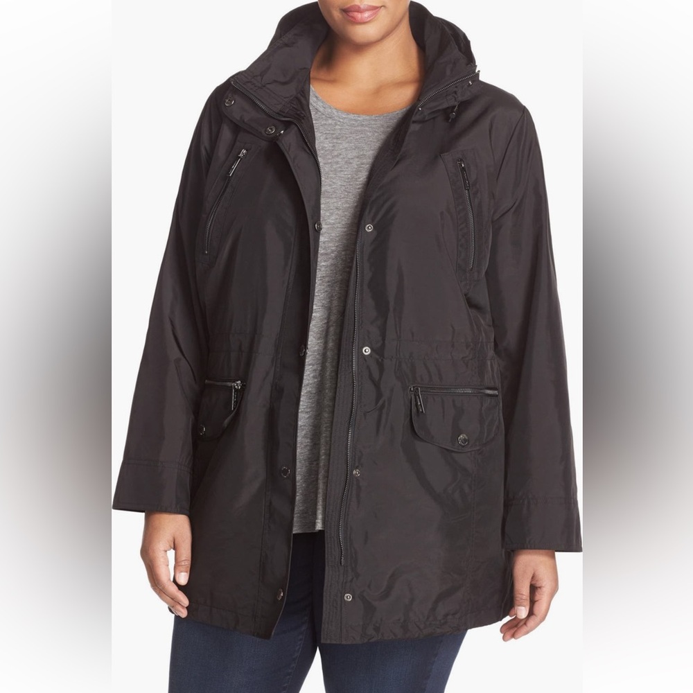 MICHAEL Michael Kors Black Hooded Utility Jacket - Black Size 2XL